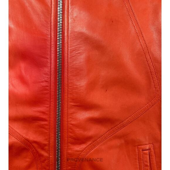 🔴 Rick Owens Walrus Intarsia Leather Jacket - 50 Red - Picture 10 of 16